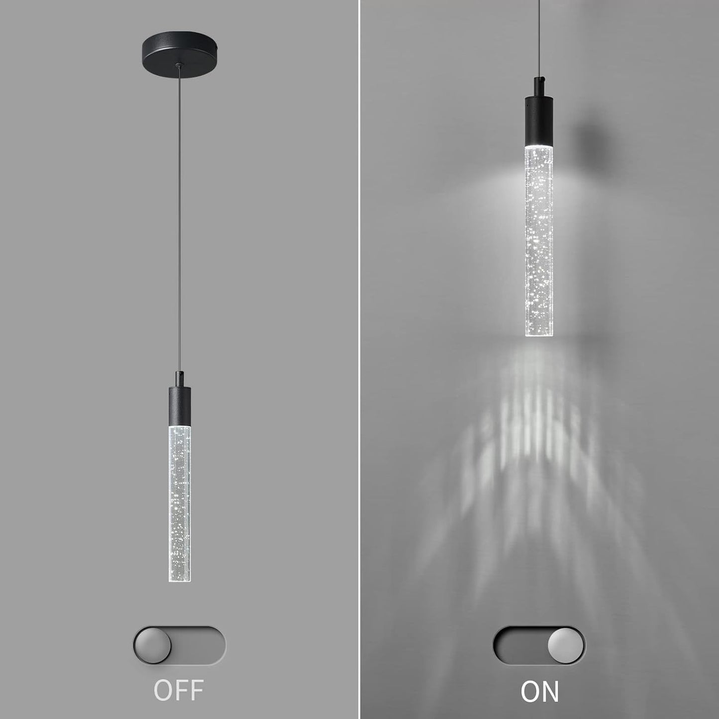 Modern Kitchen Island Pendant Light Dimmable LED Black (PACK 3)
