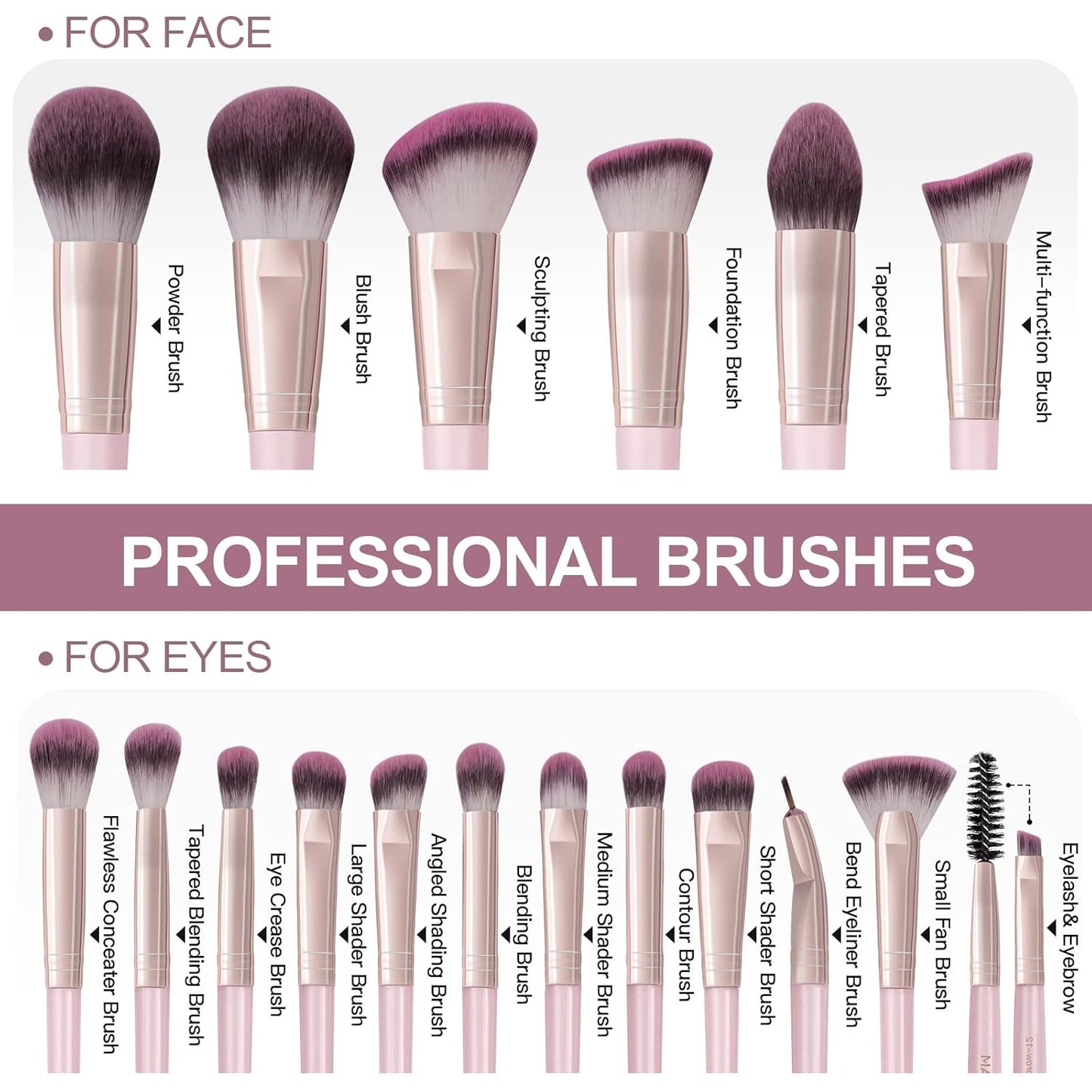 Makeup Brushes 18Pcs Pink