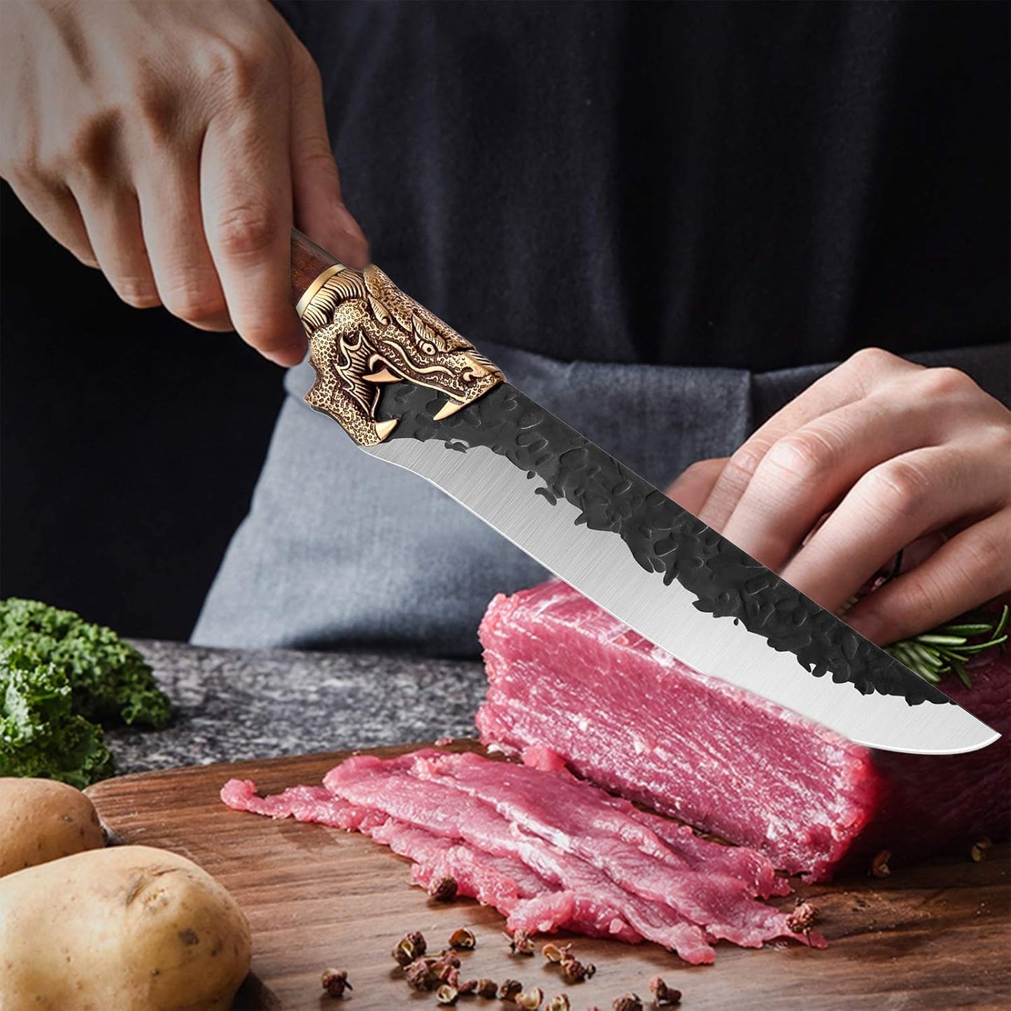 Purple Dragon Meat Cleaver Hand Forged Chef Knives