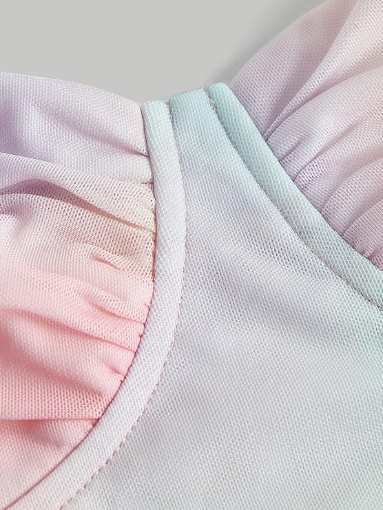 Crop Top Women's Ombre Tie Shoulder unicorn color