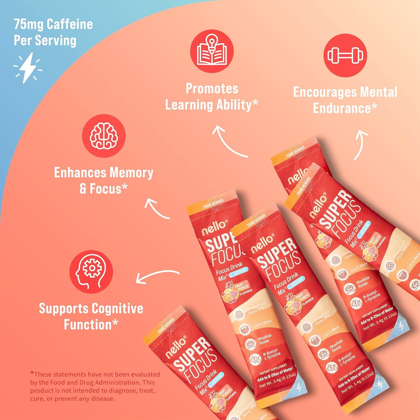 nello SuperFocus with caffeine Fruit Punch