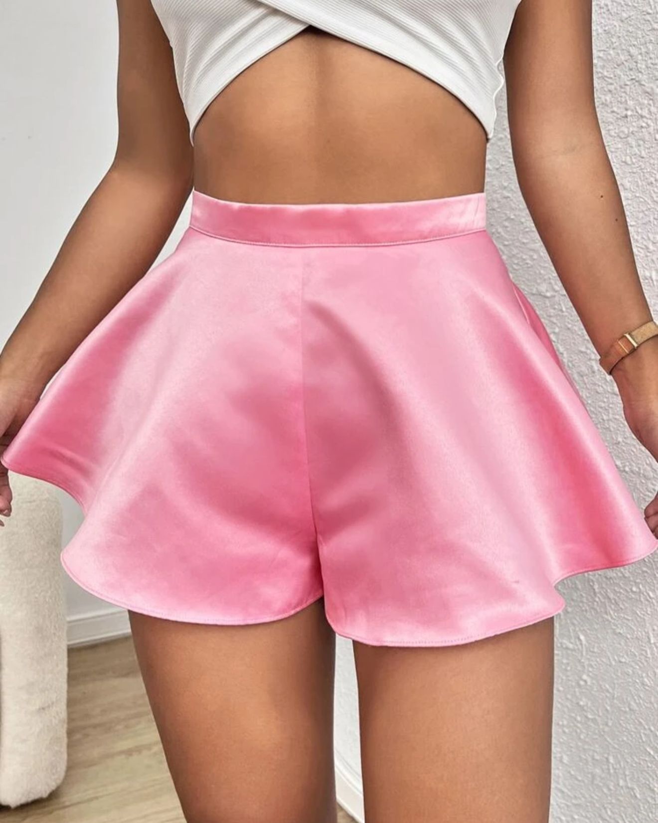 pink satin Short