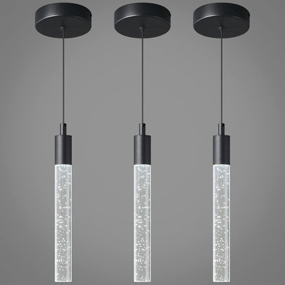 Modern Kitchen Island Pendant Light Dimmable LED Black (PACK 3)