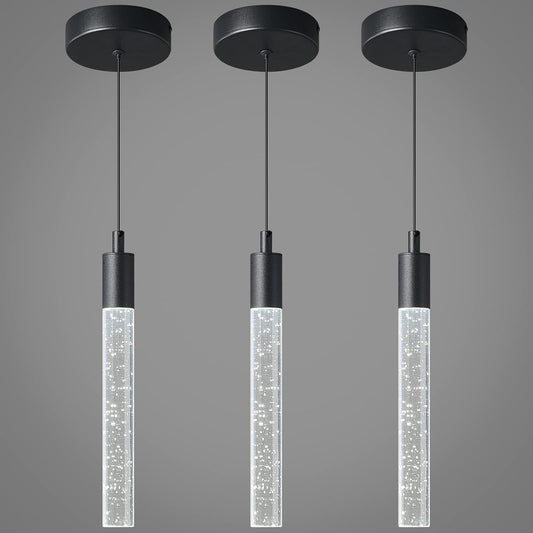 Modern Kitchen Island Pendant Light Dimmable LED Black (PACK 3)