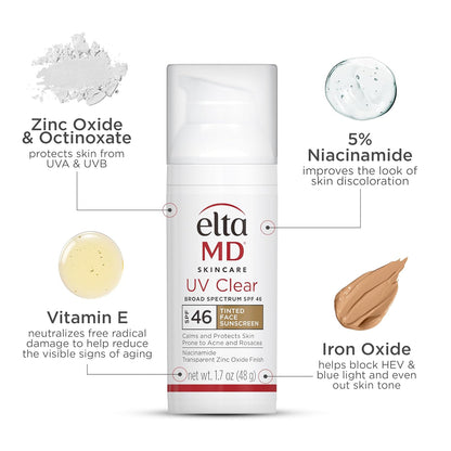 EltaMD UV Clear Tinted Face Sunscreen, SPF 46