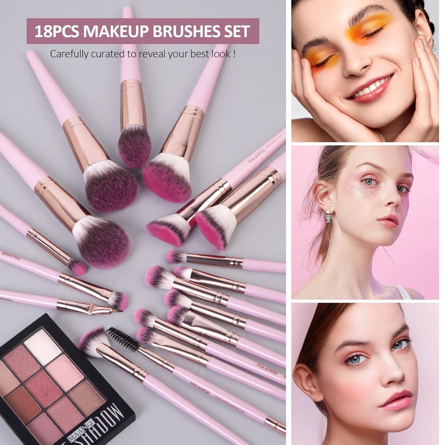 Makeup Brushes 18Pcs Pink